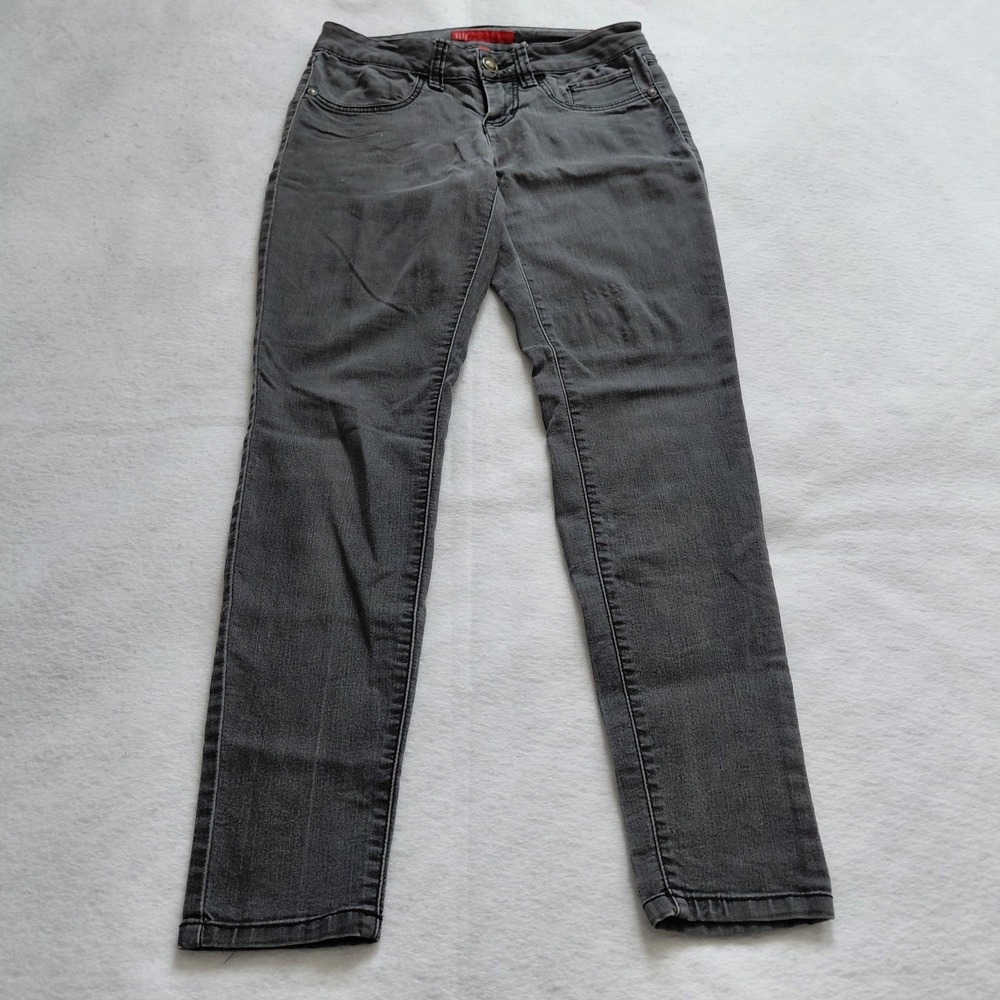 ELLE Gray Denim Jeans Womens 2R Stretch Low Rise Skinny Pants Streetwear